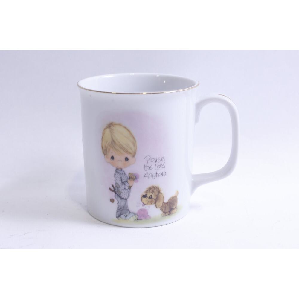 Precious Moments, Message Mug, Praise the Lord Anyhow, Boy Eating Ice Cream with